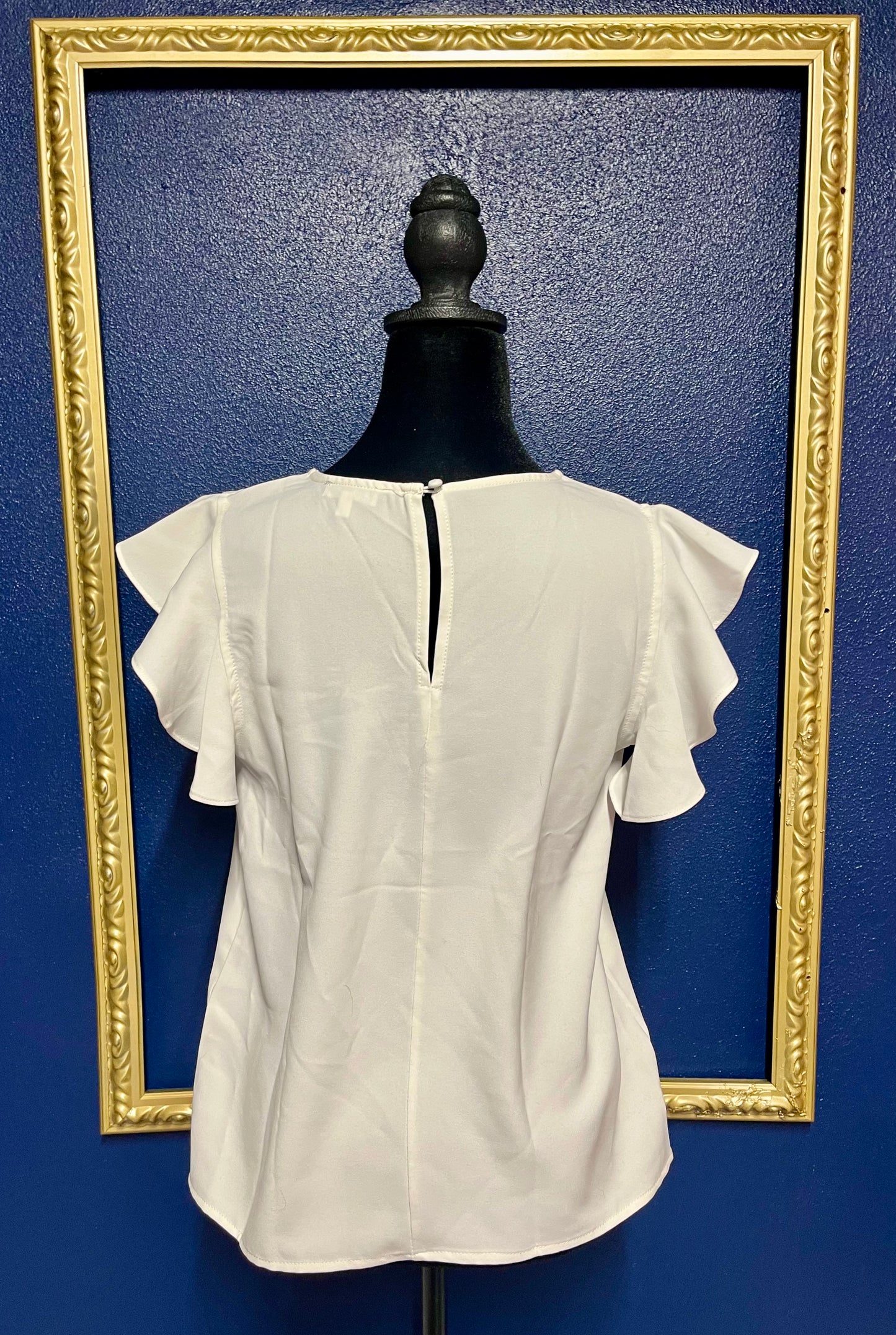 TCEC White Flounce Sleeved Blouse