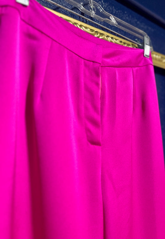 Neon Pink Silk Dress Pants