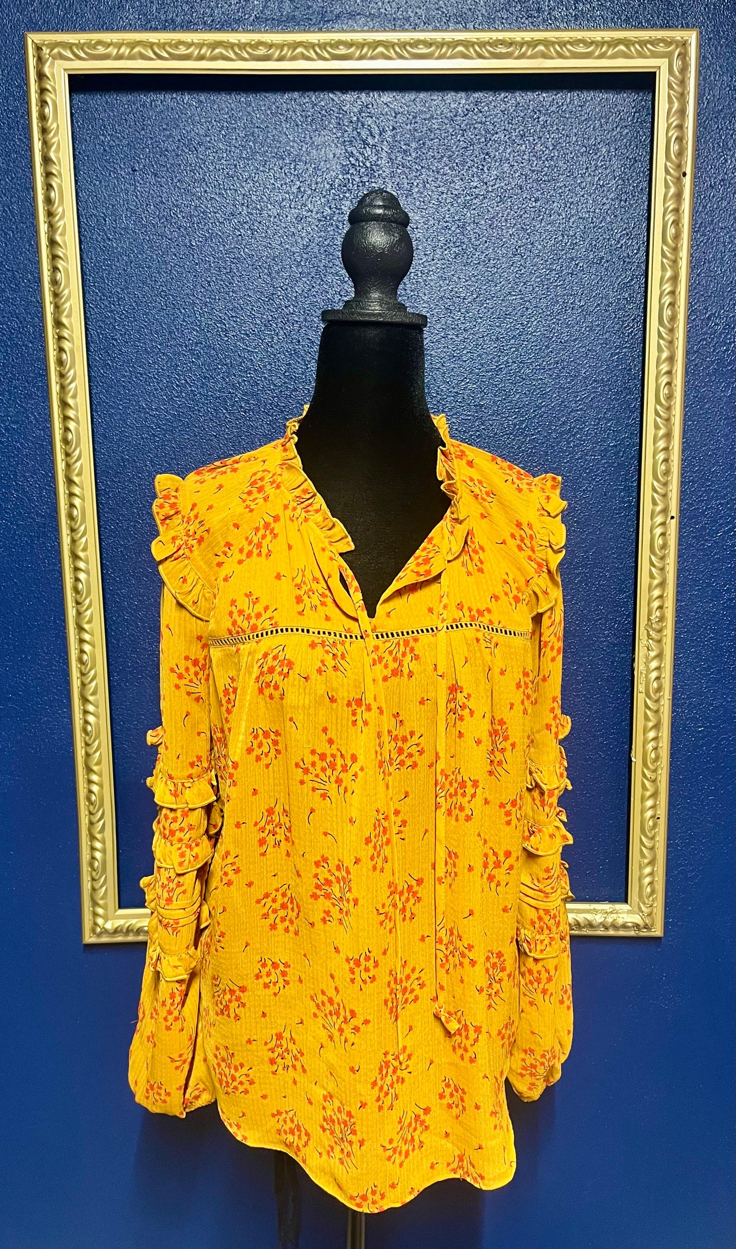 Ann Taylor Petite Gold Floral Blouse