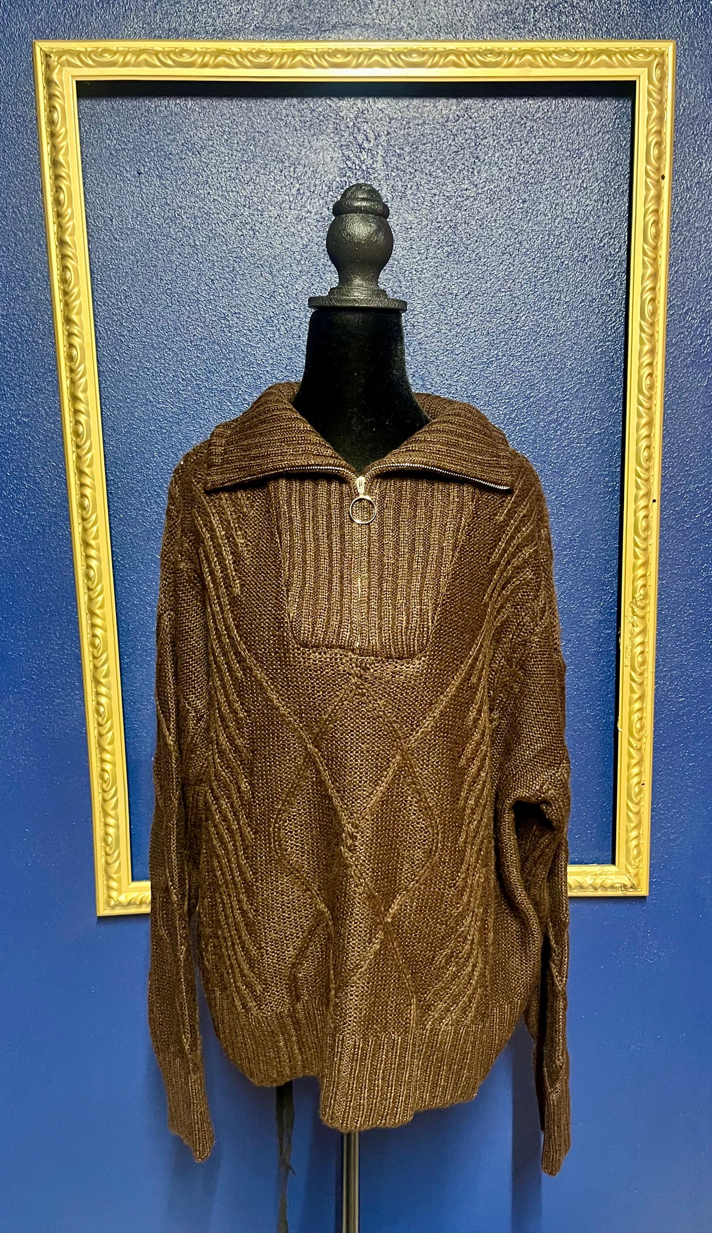 SNDYS Brown Quarter Zip Sweater
