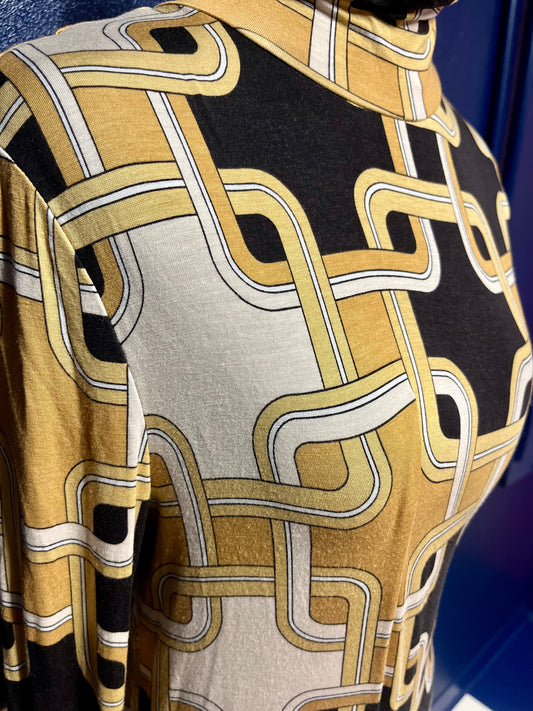 H&M Gold and Black Graphic Turtleneck