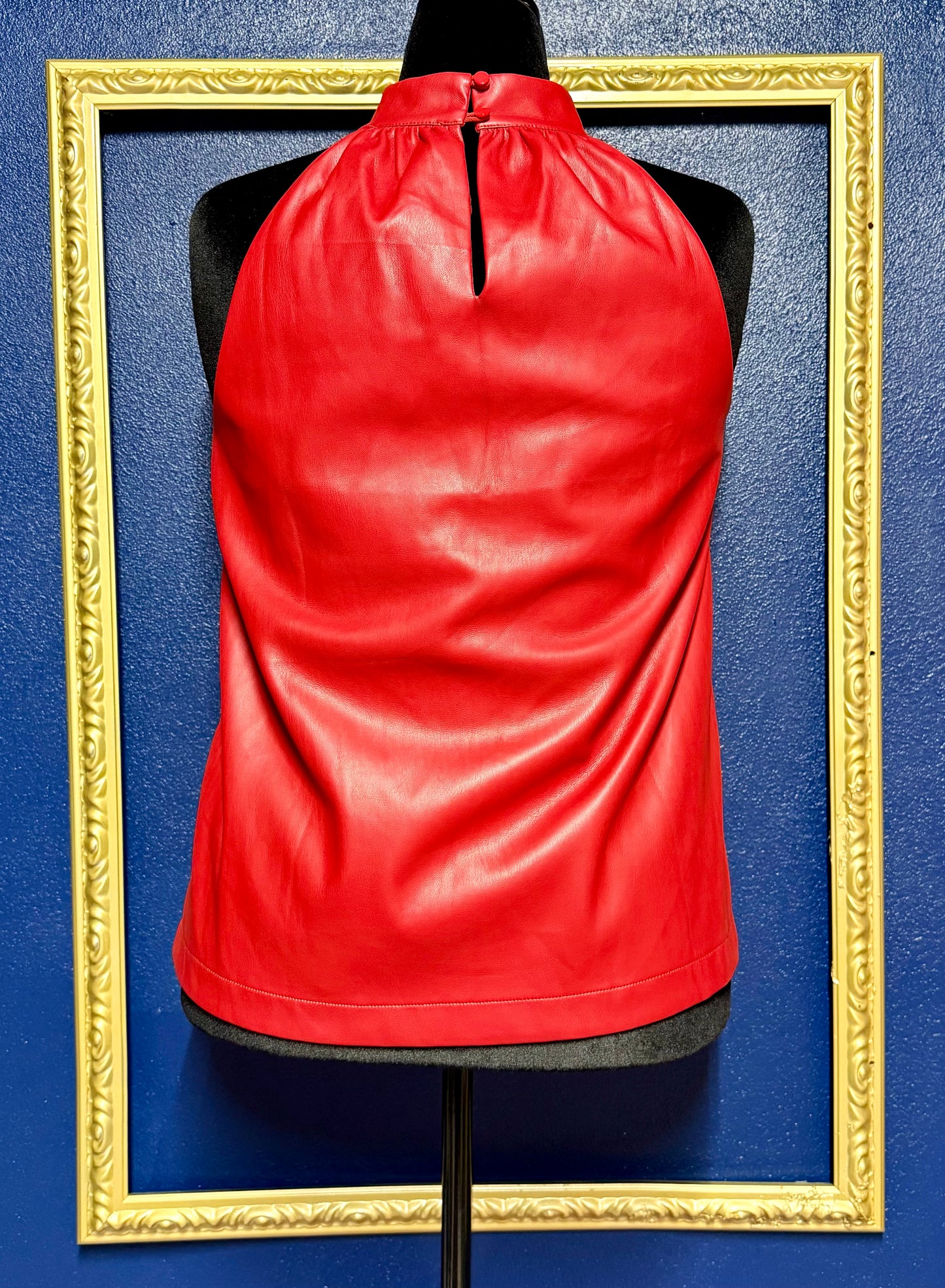 Jade Red Pleather Top