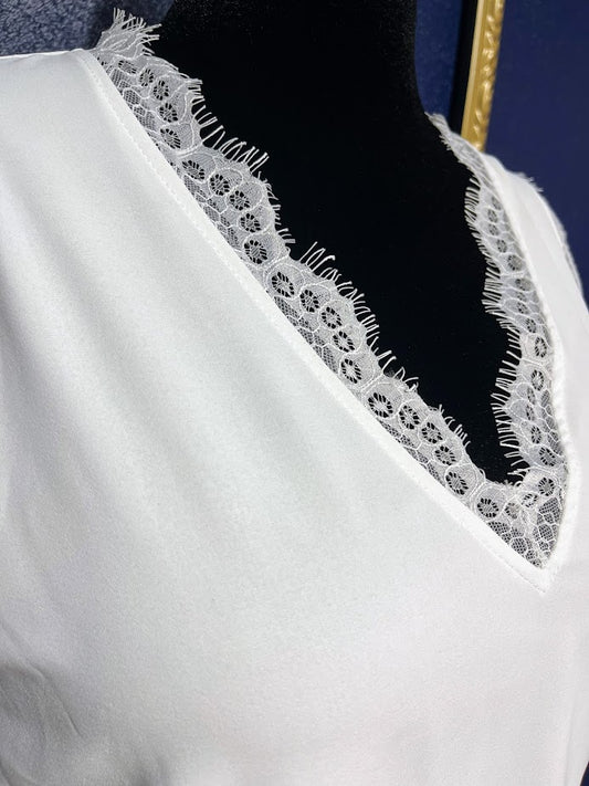 White Eyelash Lace Tank