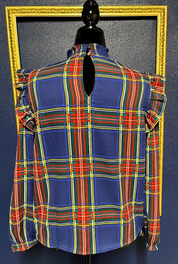 Sugarlips Blue Plaid Blouse