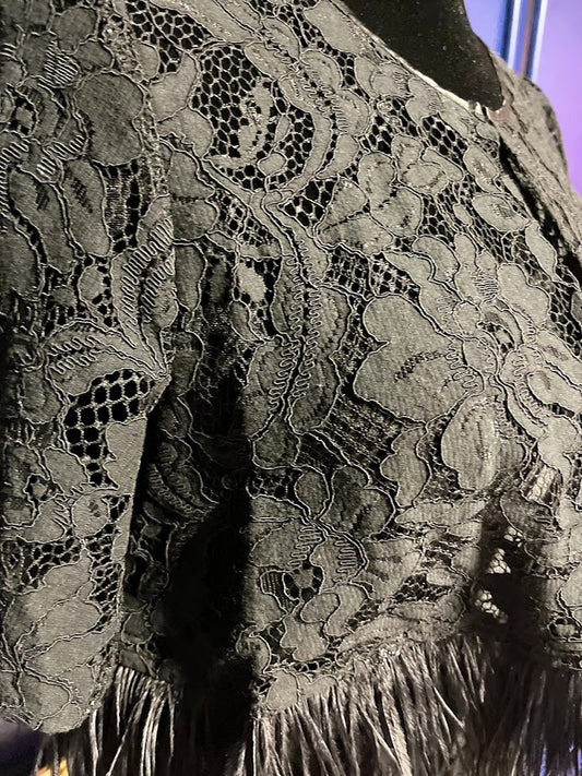 Mariel Lace and Ostrich Feather Shawl