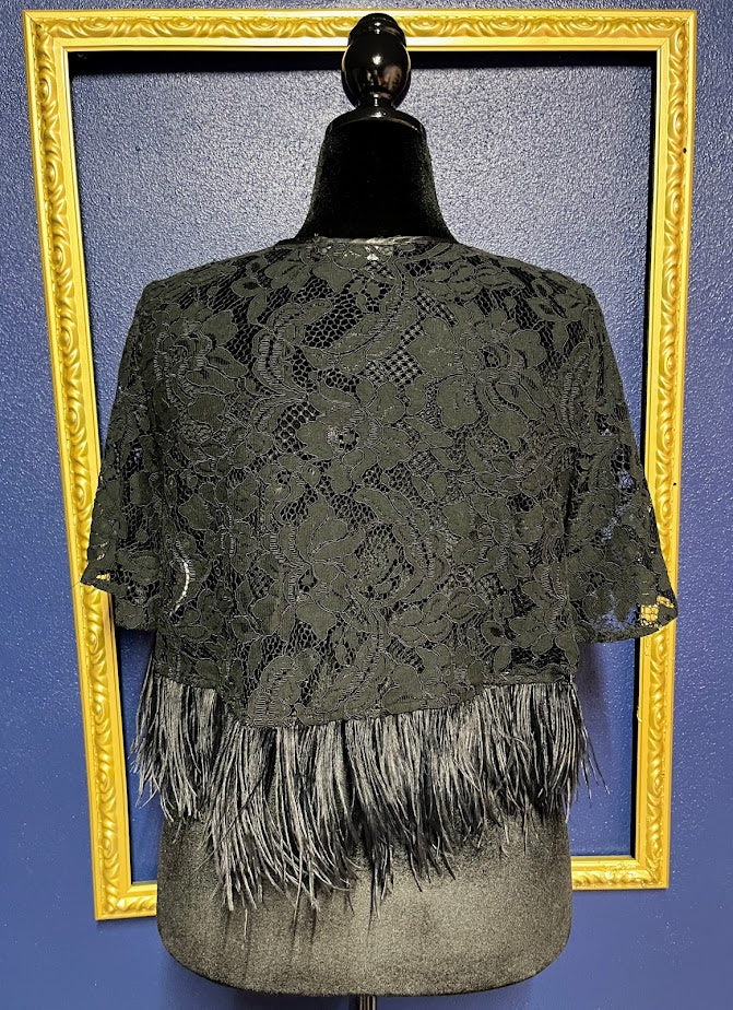 Mariel Lace and Ostrich Feather Shawl