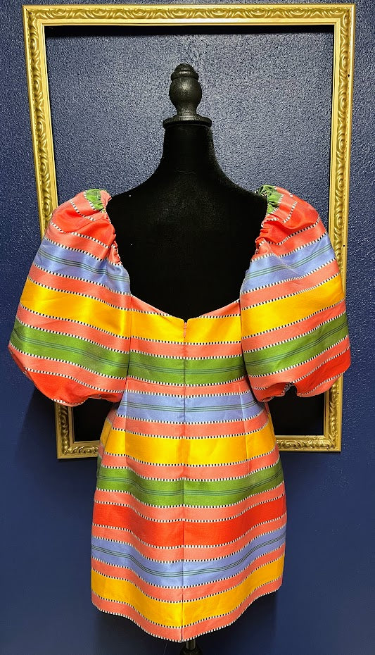 Antonio Melani Stripe Puff Sleeve Mini Dress