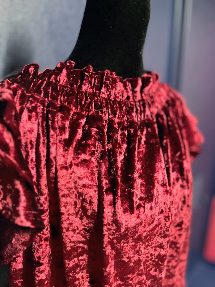 Umgee Maroon Crushed Velvet Off the Shoulder Tunic