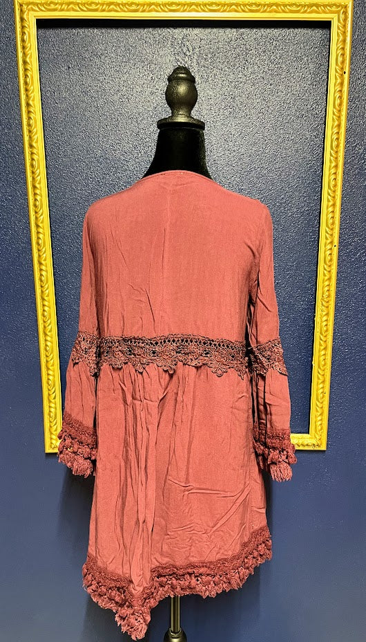 Jodifl Maroon Fringe Kimono