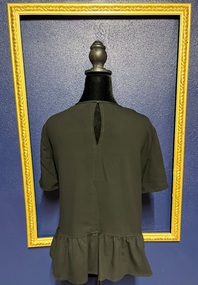 Ann Taylor Black Ruffle Blouse