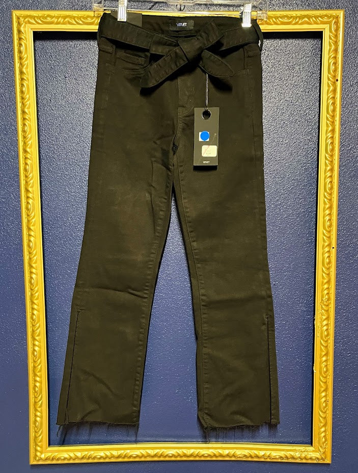 Vervet Black Stretchy Jeans with Tie Belt