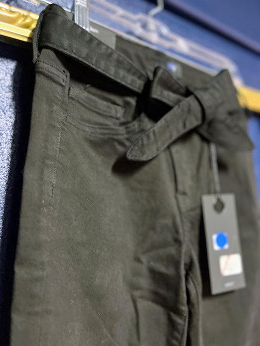 Vervet Black Stretchy Jeans with Tie Belt