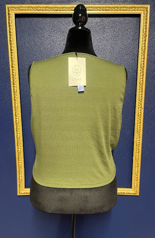 Cider Front Knot Ribbed Tank