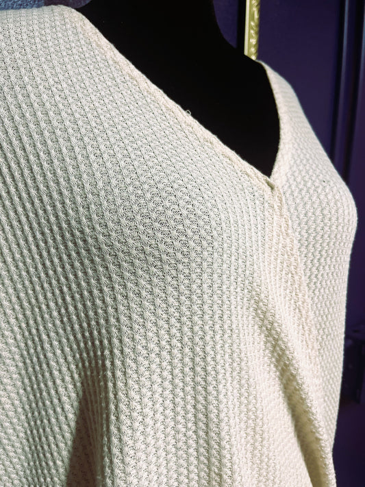 Umgee Cream Waffle Knit Top