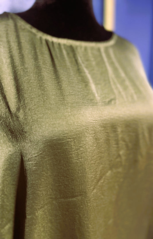 Glam Olive Silk Blouse