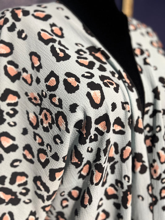 Light Blue Leopard Kimono