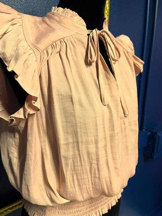 Rachel Zoe Blush Flutter Sleeve Top