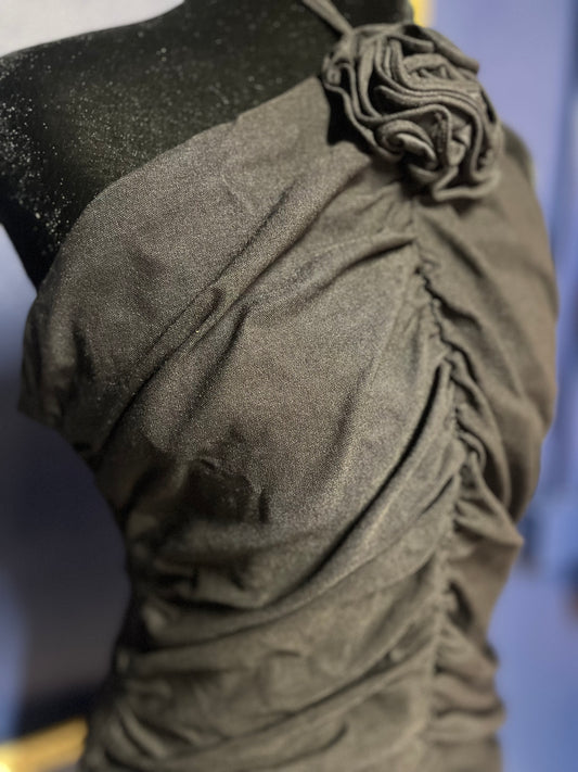 Milk and Honey Short Black Ruched Dress