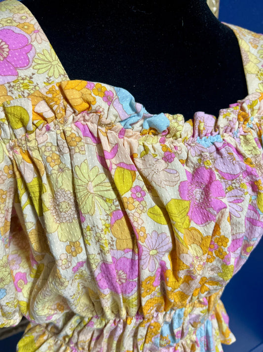 Cynthia Rowley Floral Gathered Top