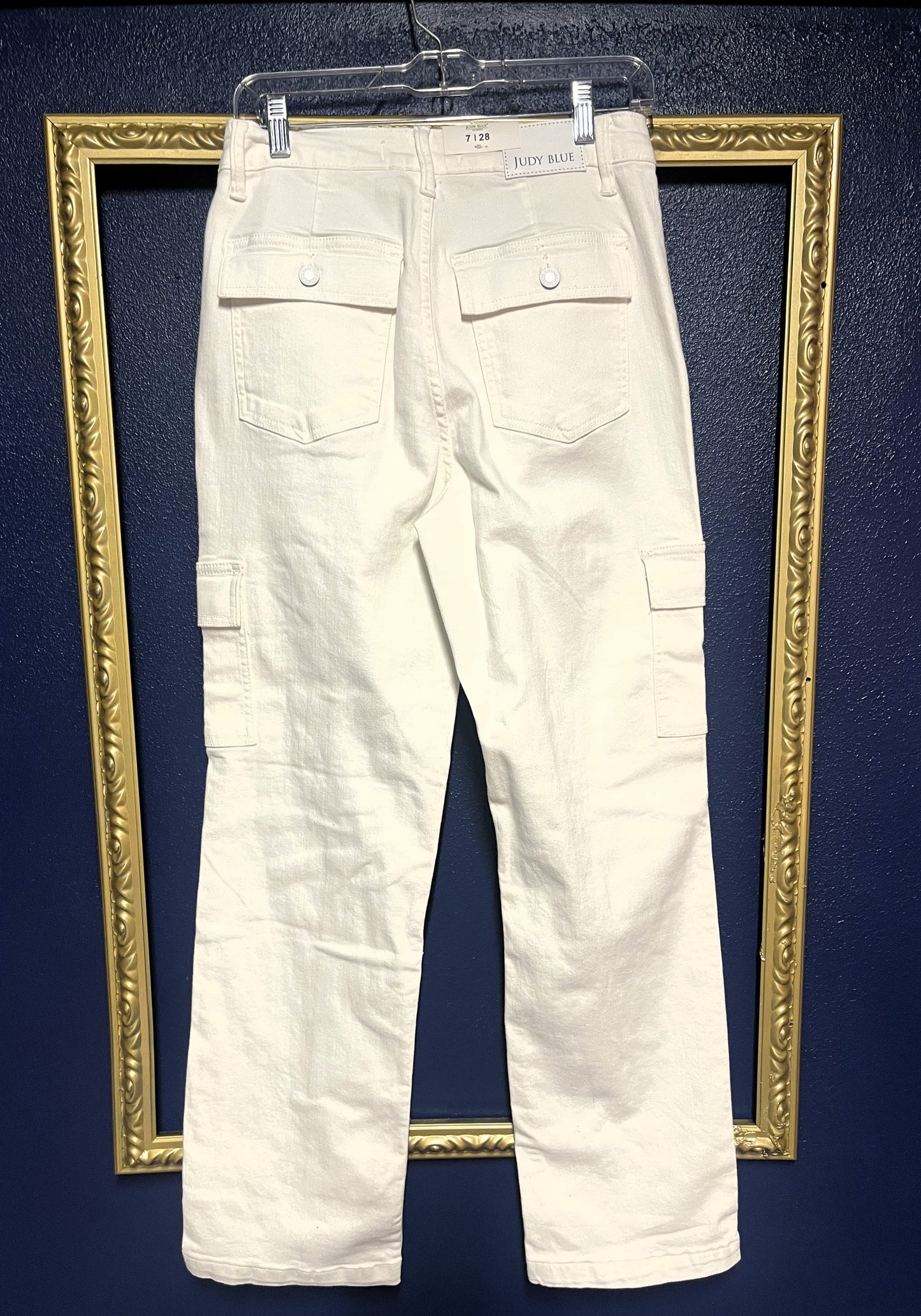 Judy Blue White High Waist Cargo Jeans