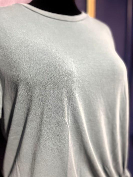 Green Envelope Light Blue Knotted Tee