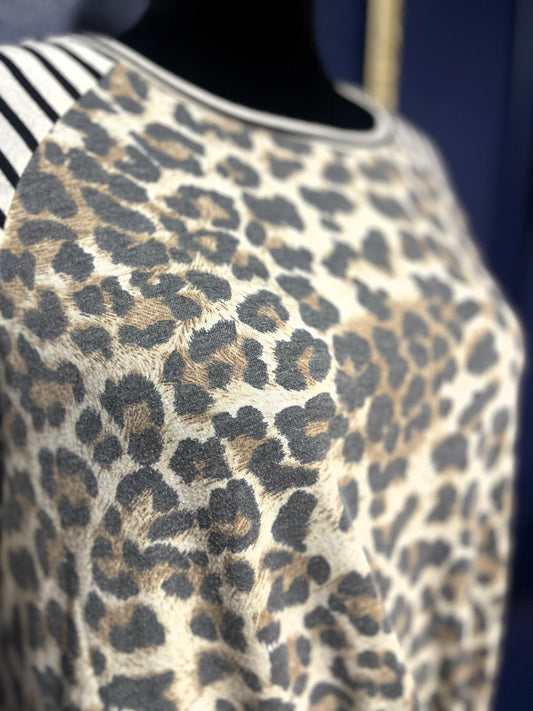 Lovely Melody Stripe and Leopard Tee