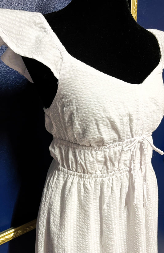 SO White Flutter Cap Sleeve Dress