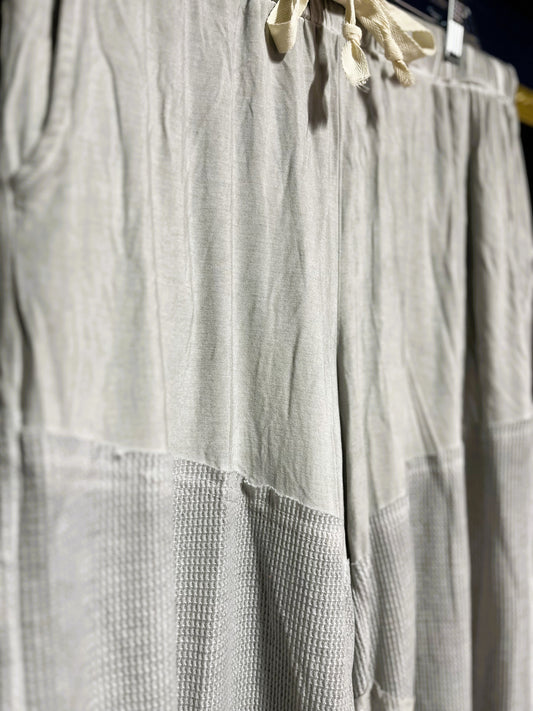 Waffle Knit Gray Wide Leg Pants