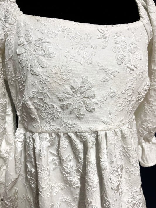 Entro White Floral Puff Sleeve Dress