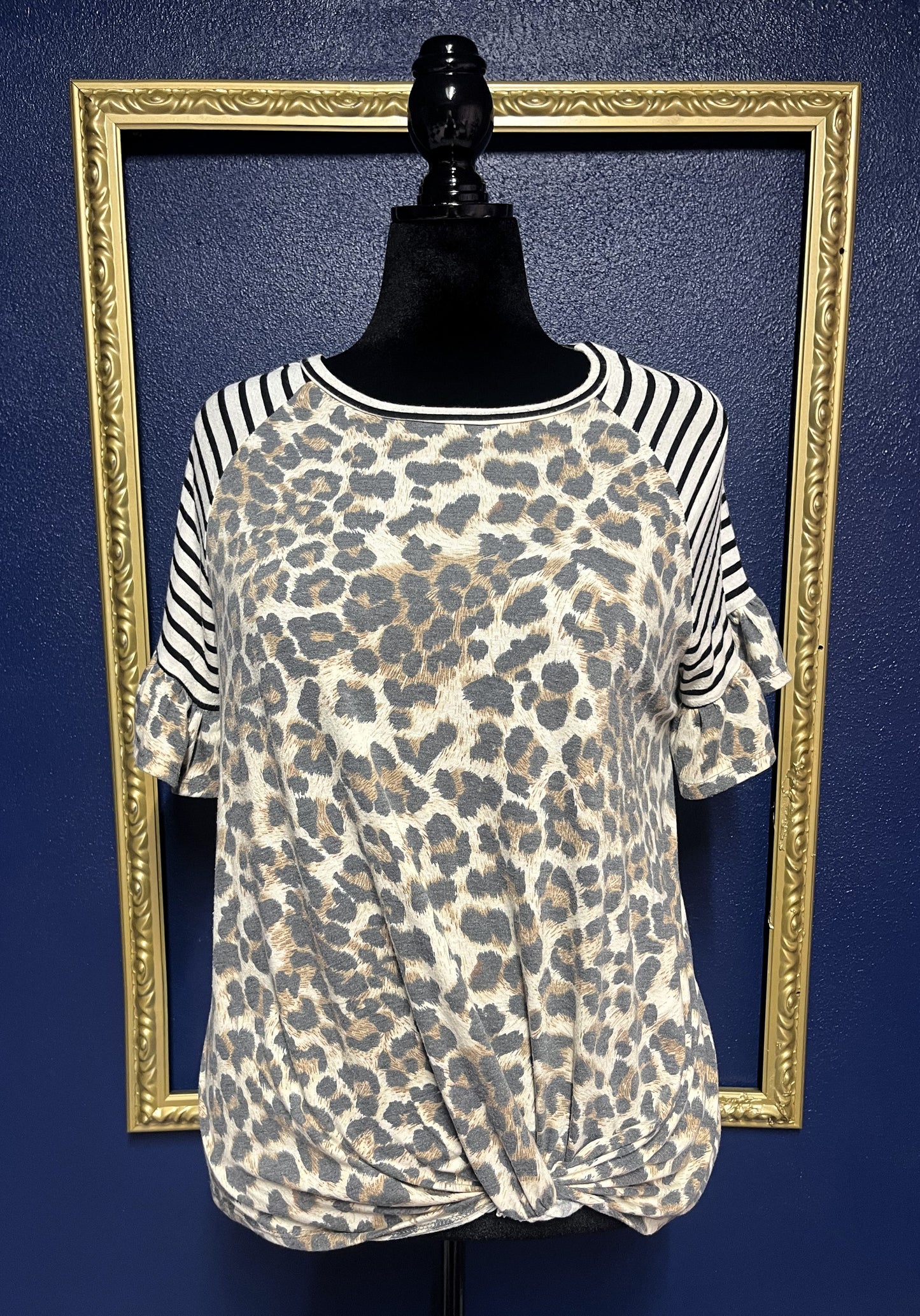 Lovely Melody Stripe and Leopard Tee