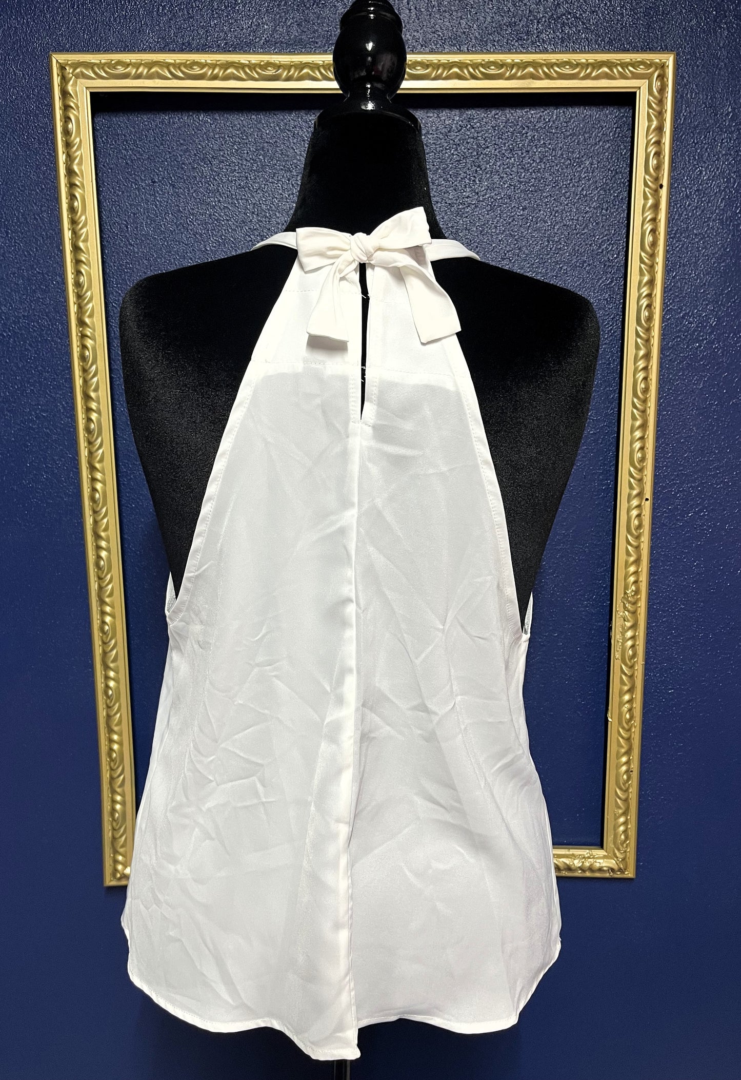 White Ruffle Neck Blouse
