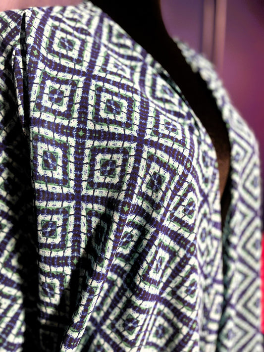 Maurices Turquoise Diamond Print Kimono