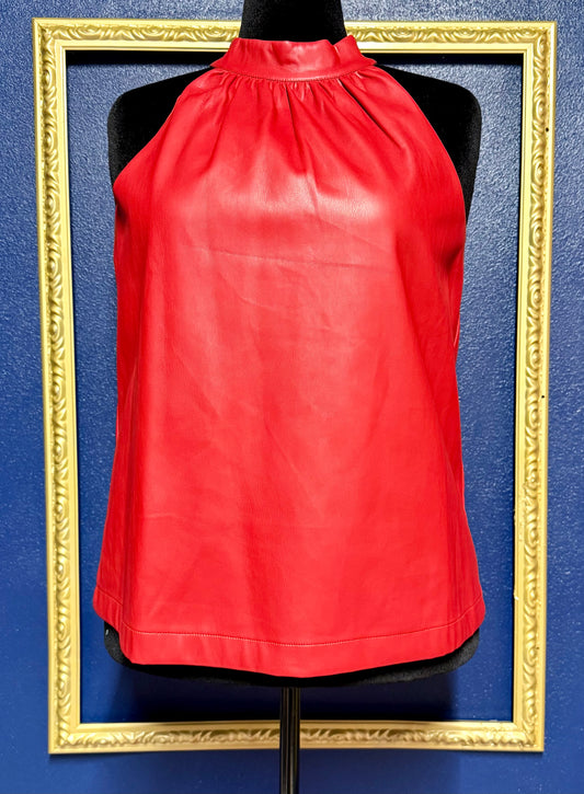 Jade Red Pleather Top