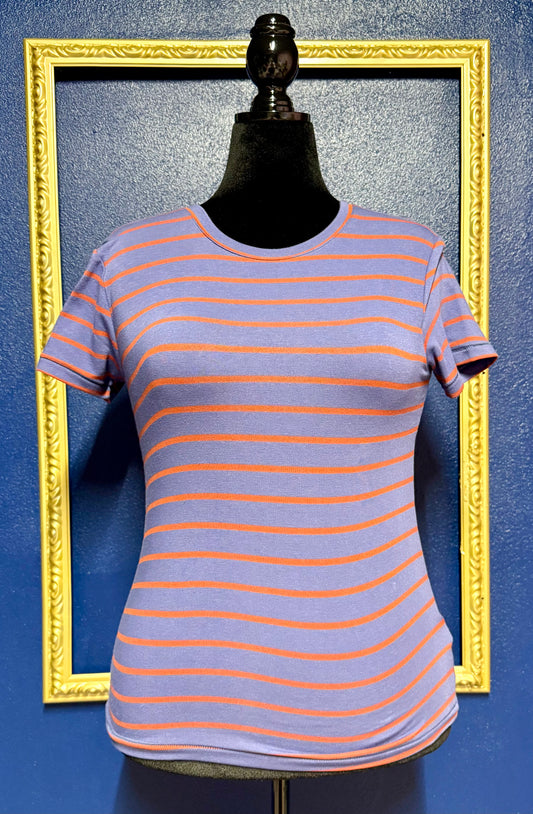 SBJ Austin Striped Cropped Tee