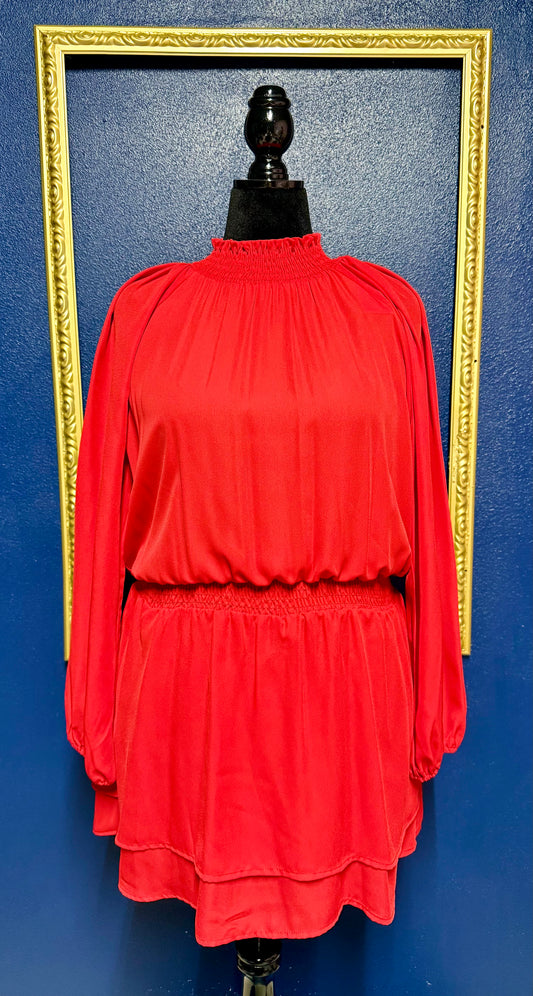 Veronica Red Smocked Dress