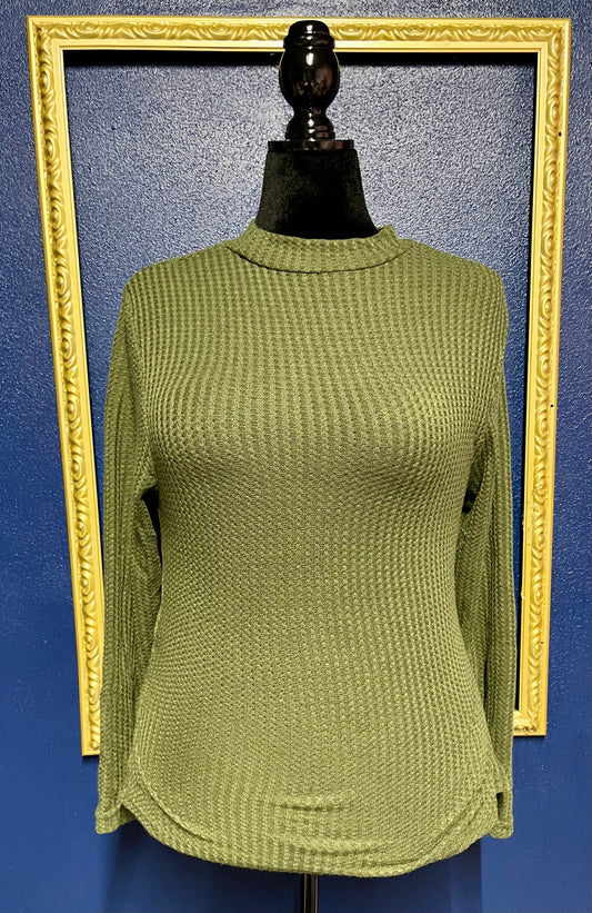 SHEIN Curve Olive Waffle Knit Tee