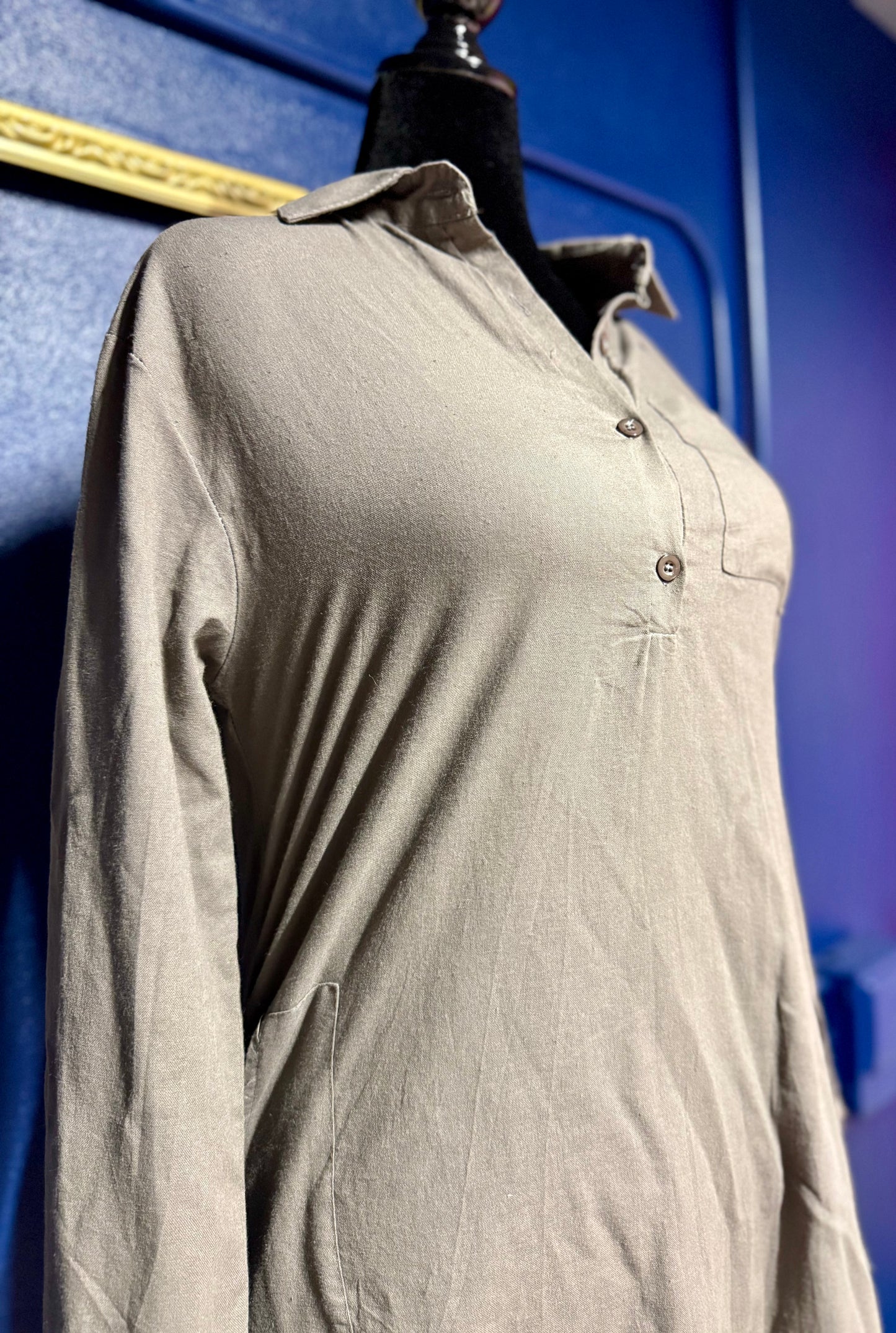 Taupe Collared Shirt Dress