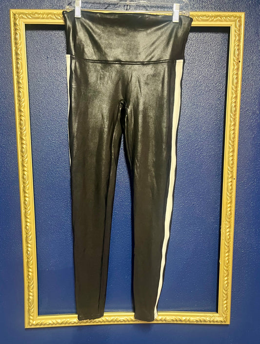 Spanx Faux Leather Leggings with White Stripe