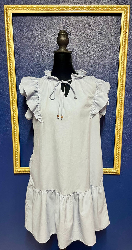 Dokotoo Powder Blue Ruffle Dress