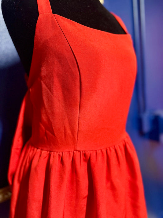 Red Bow Back Dress with Pockets