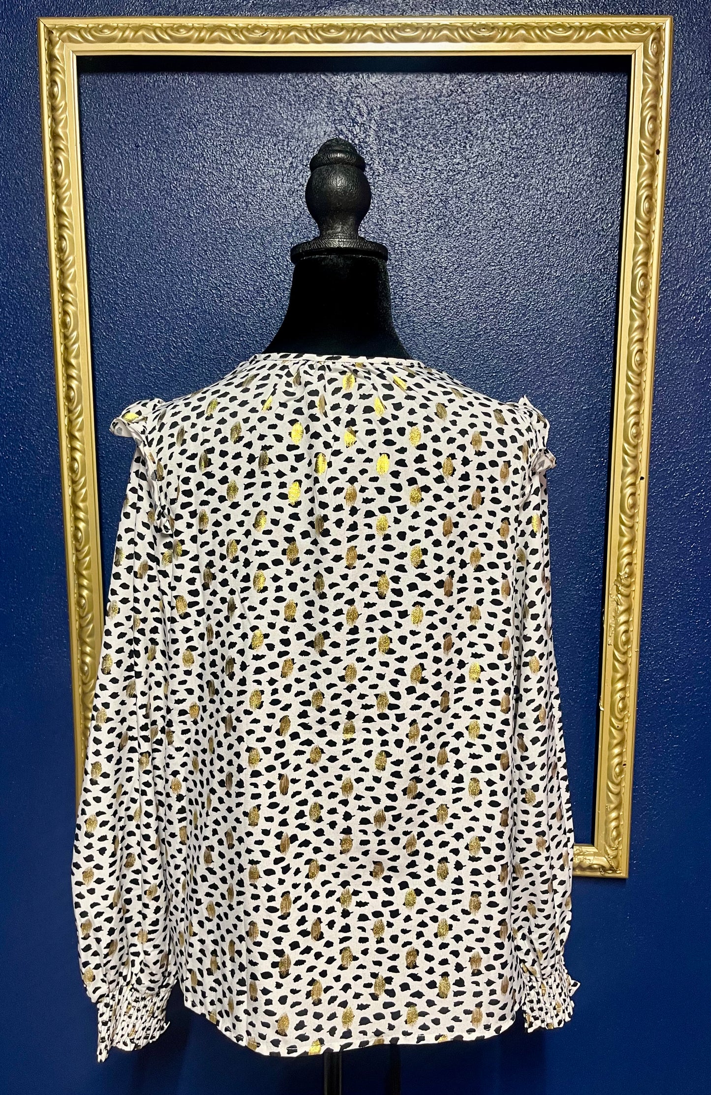 Gold and Dalmatian Print Blouse