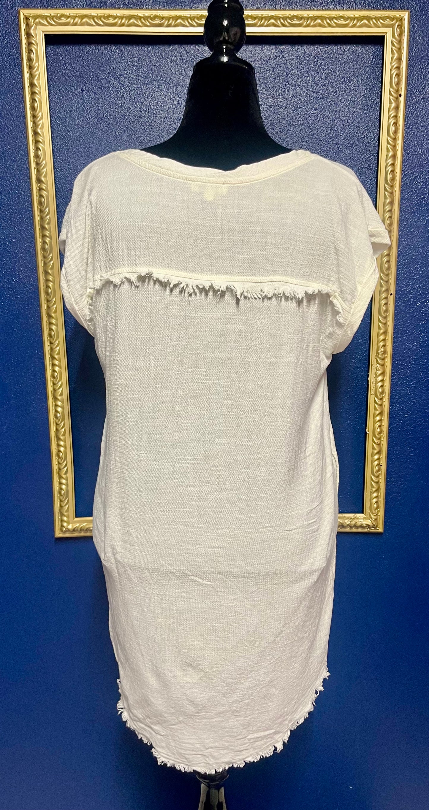 Umgee White Raw Hem Dress
