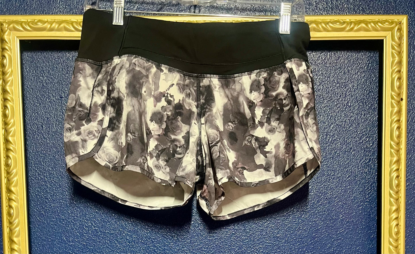 Lululemon Black and Gray Floral Shorts