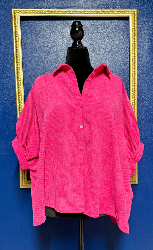 Day + Moon Pink Corduroy Top