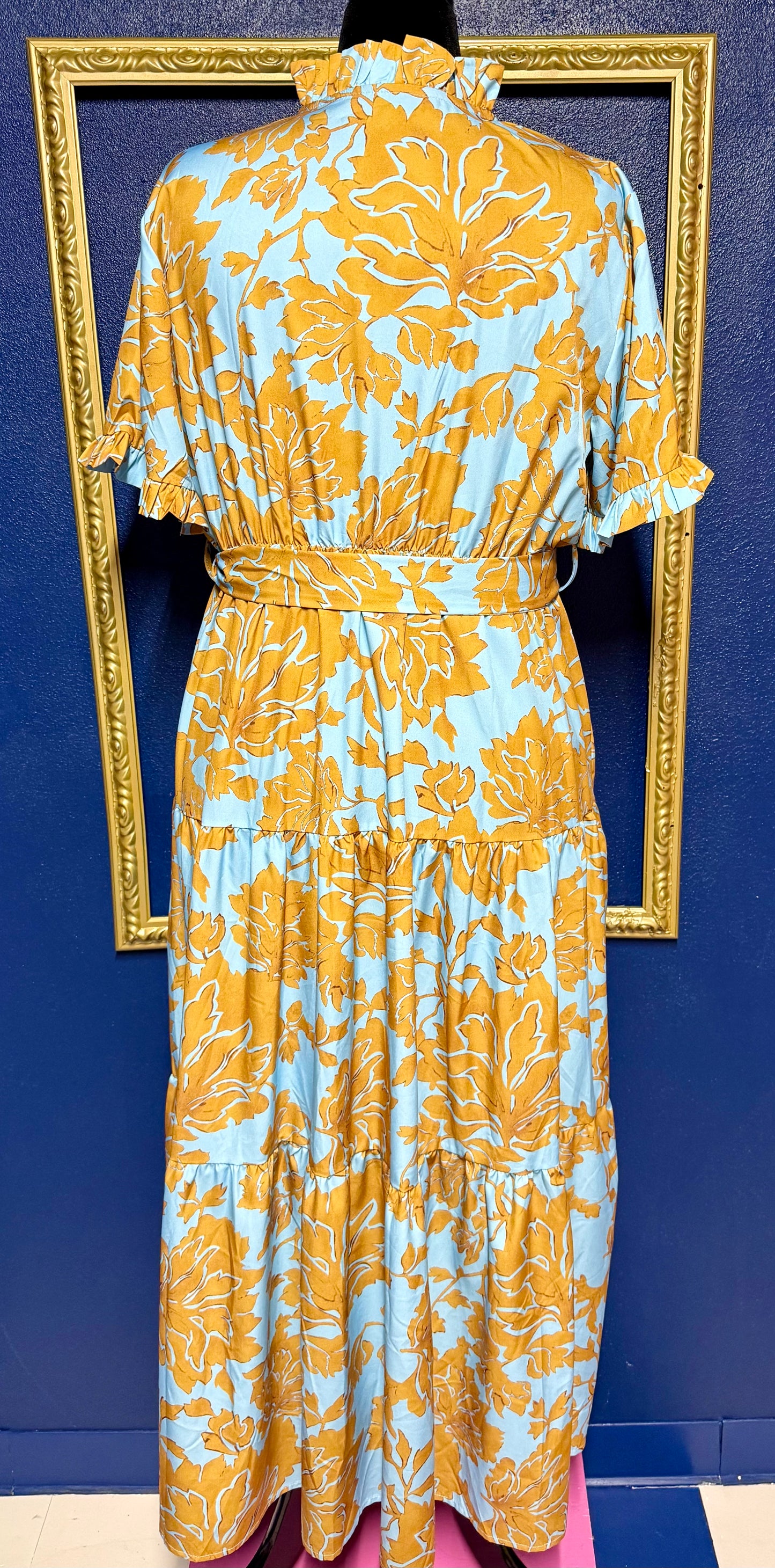Blue and Gold Floral Dress