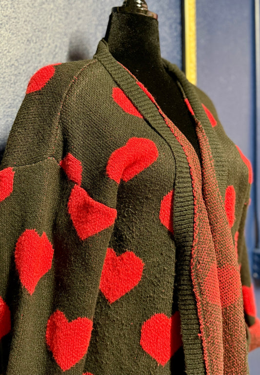 BiBi Red and Black Heart Sweater