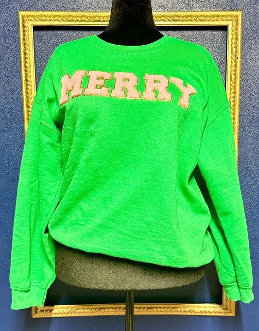 Merry Chenille Letter Sweatshirt