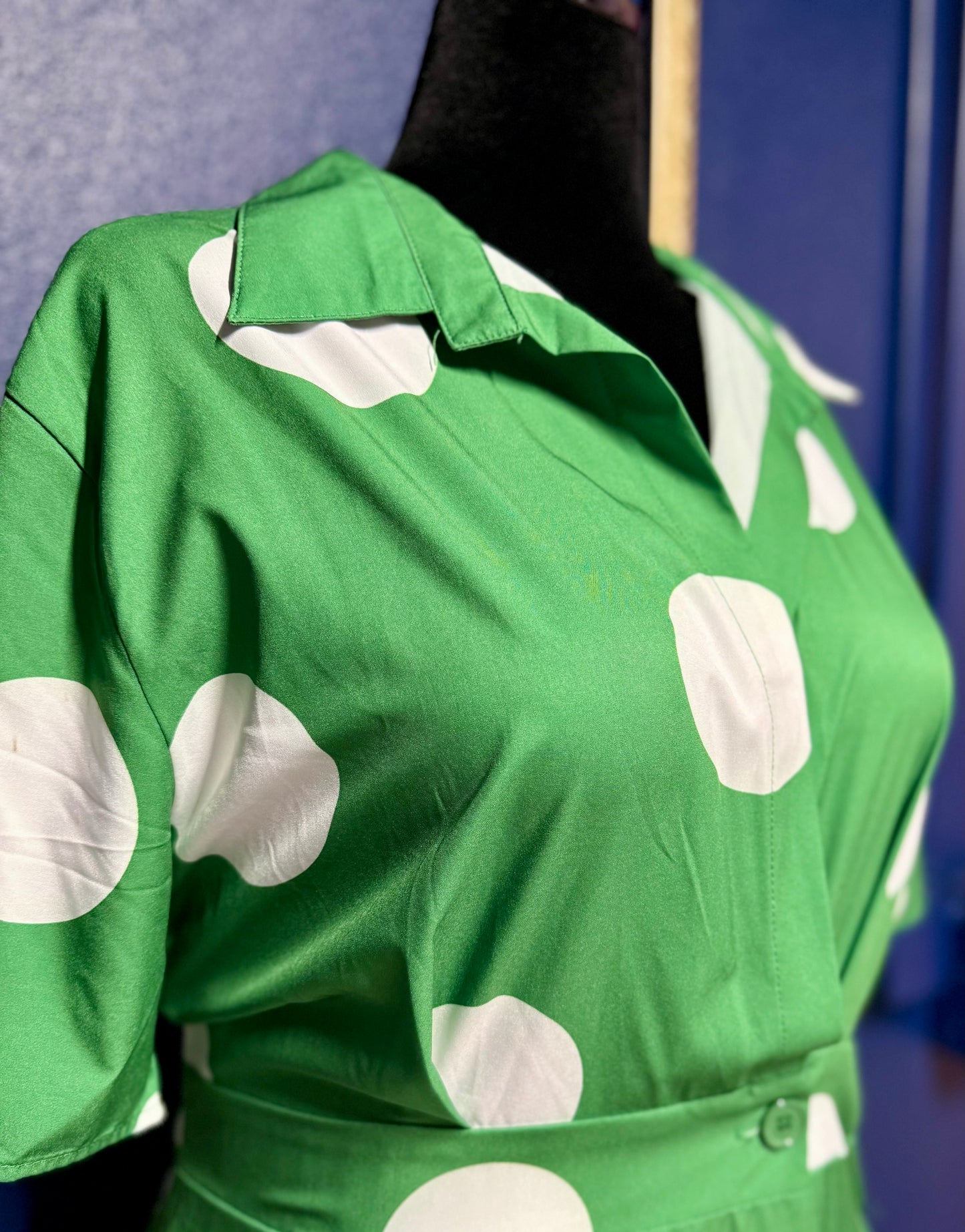 Green and White Polka Dot Dress