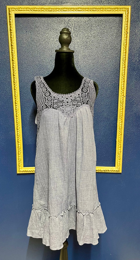 Entro Navy Embroidered Dress