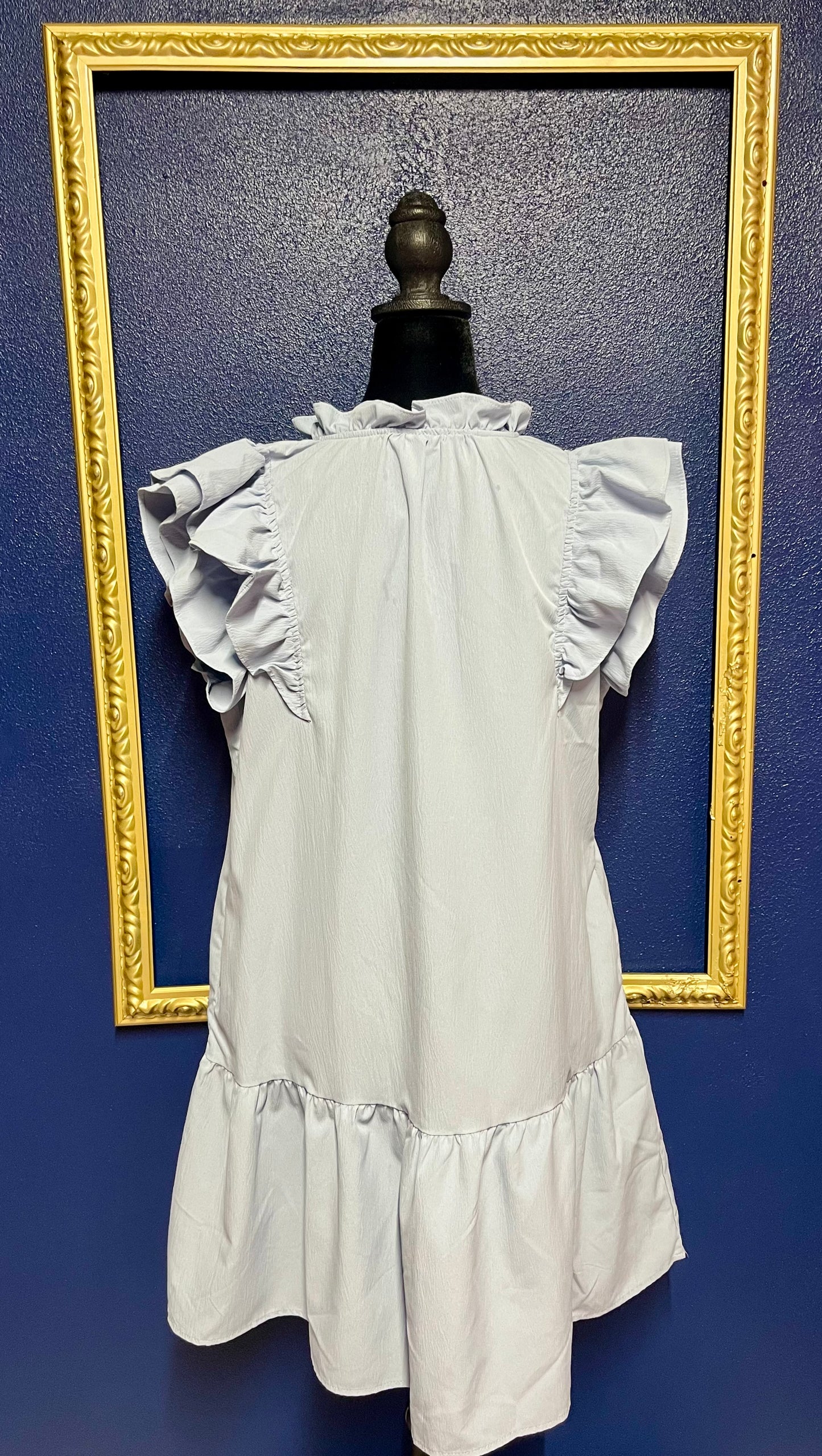Dokotoo Powder Blue Ruffle Dress